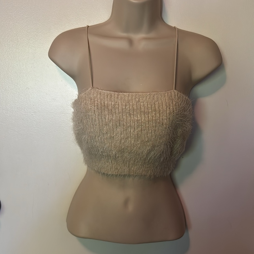 Forever 21 Cream Furry Crop top